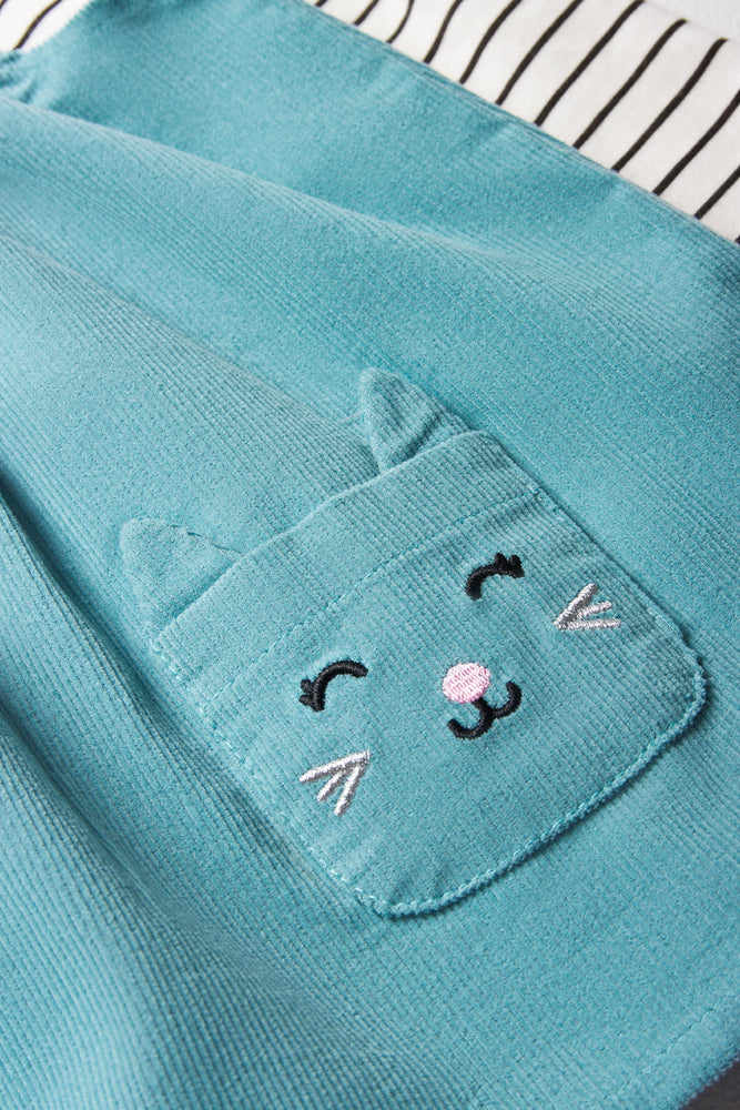 Corduroy Pinafore Set Blue (3)