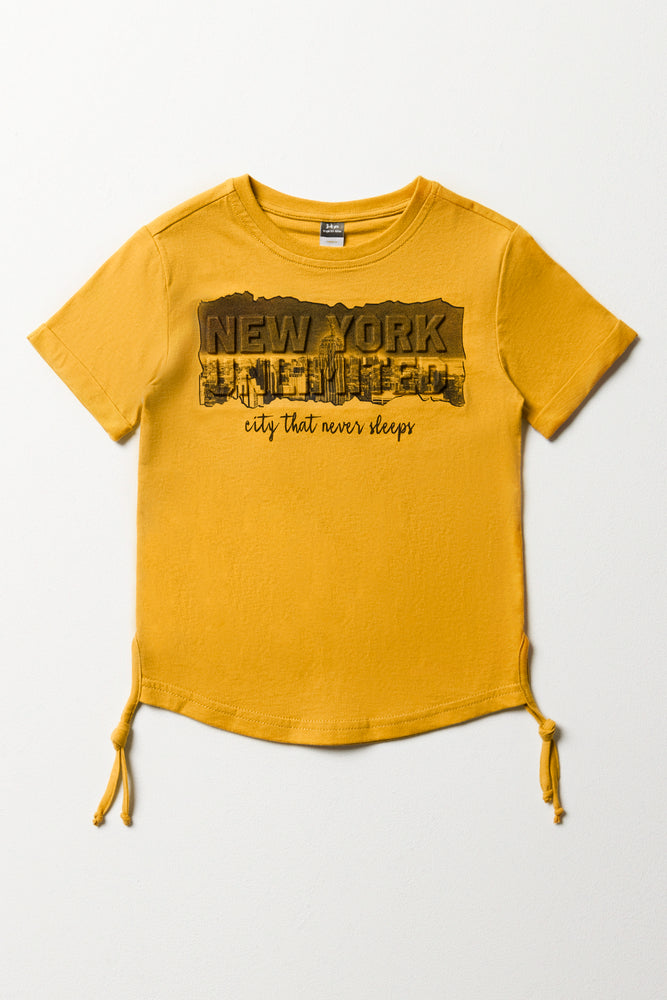 NYC Embossed T-Shirt Yellow
