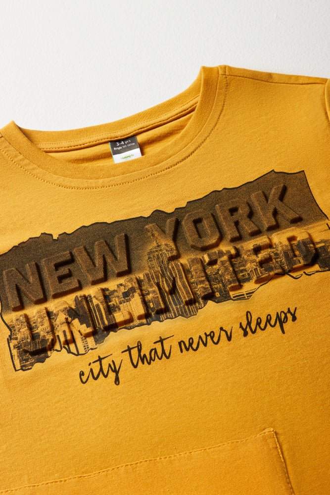 NYC Embossed T-Shirt Yellow