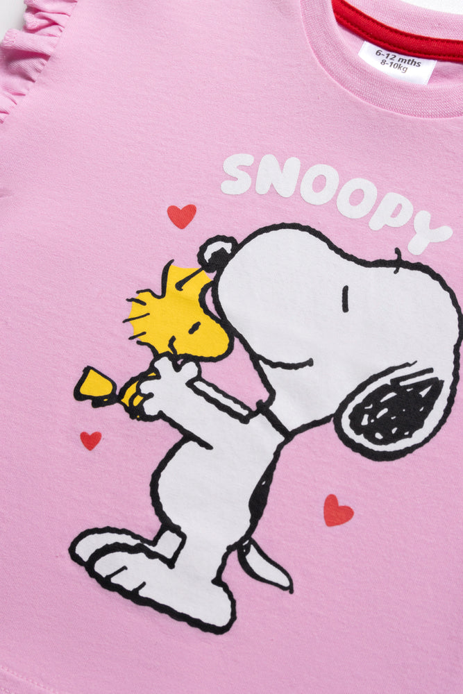 Snoopy Ruffle Short Sleeve T-Shirt Pink (1)