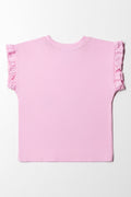Snoopy Ruffle Short Sleeve T-Shirt Pink (2)