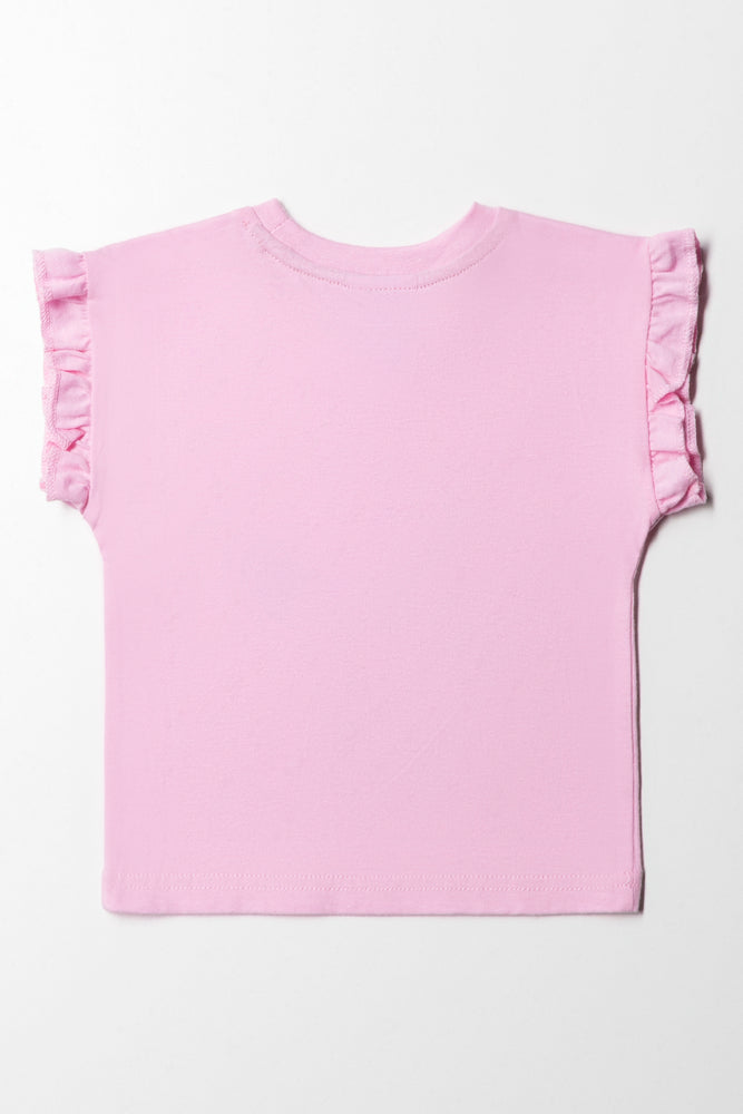 Snoopy Ruffle Short Sleeve T-Shirt Pink (2)