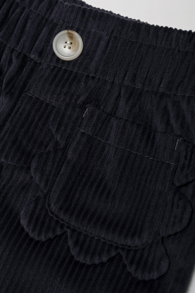 Flower Pocket Corduroy Pants Dark Grey