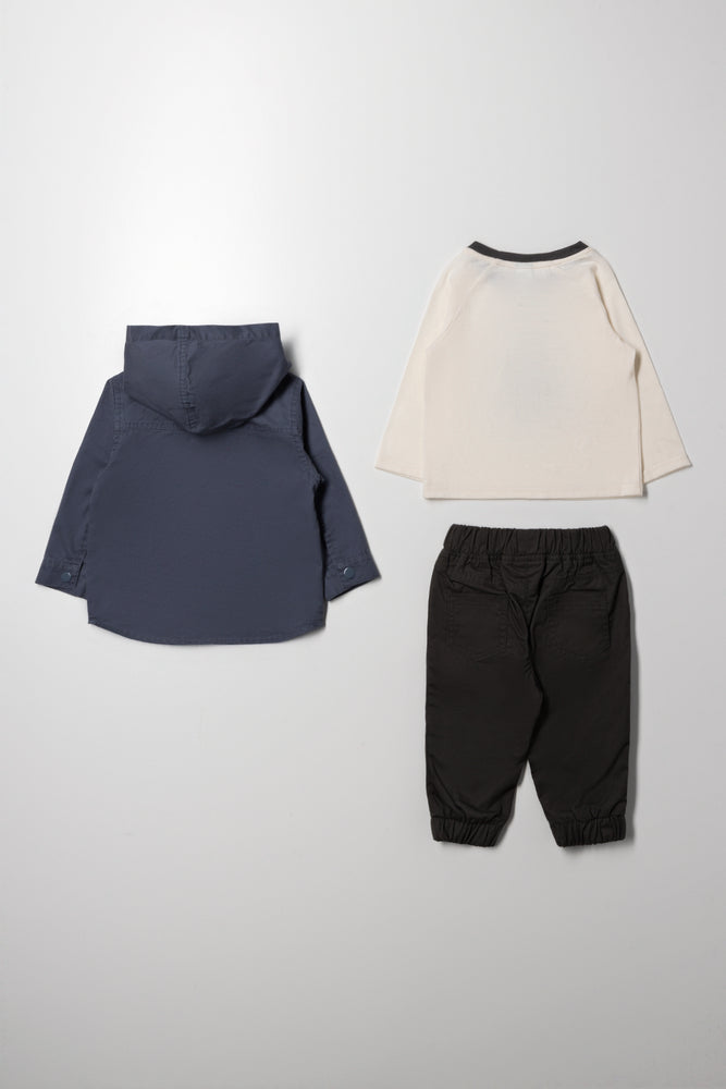 3 Piece Shacket, T-Shirt And Pants Set Multi (4)