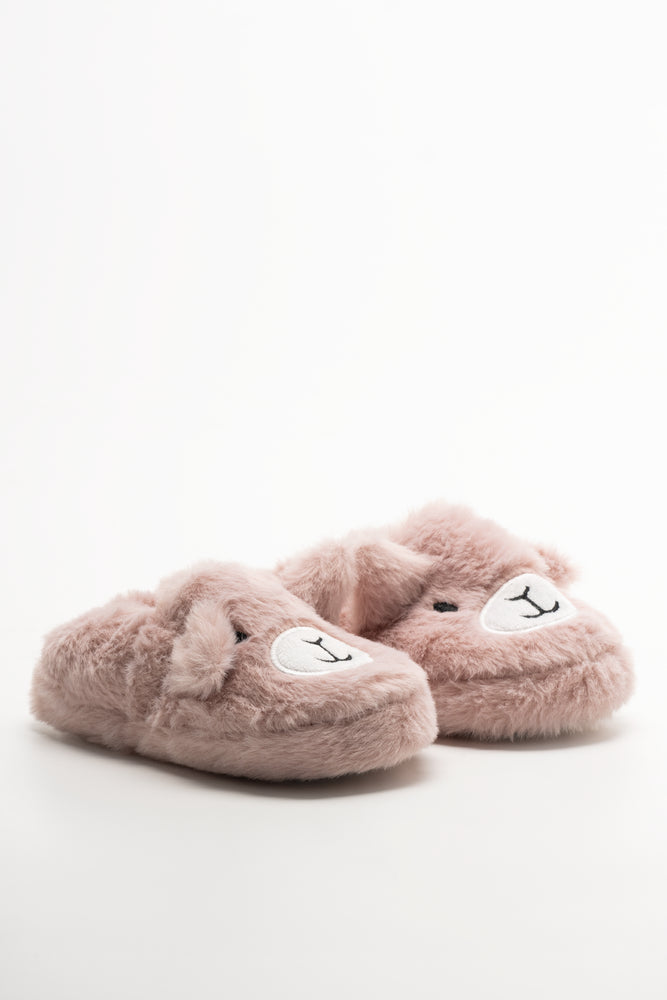 Happy Teddy Slippers Pink