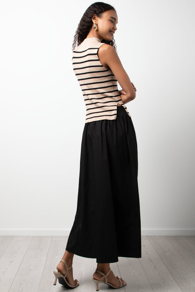 Stripe Sleeveless Vest Black And Natural (2)