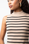 Stripe Sleeveless Vest Black And Natural (3)