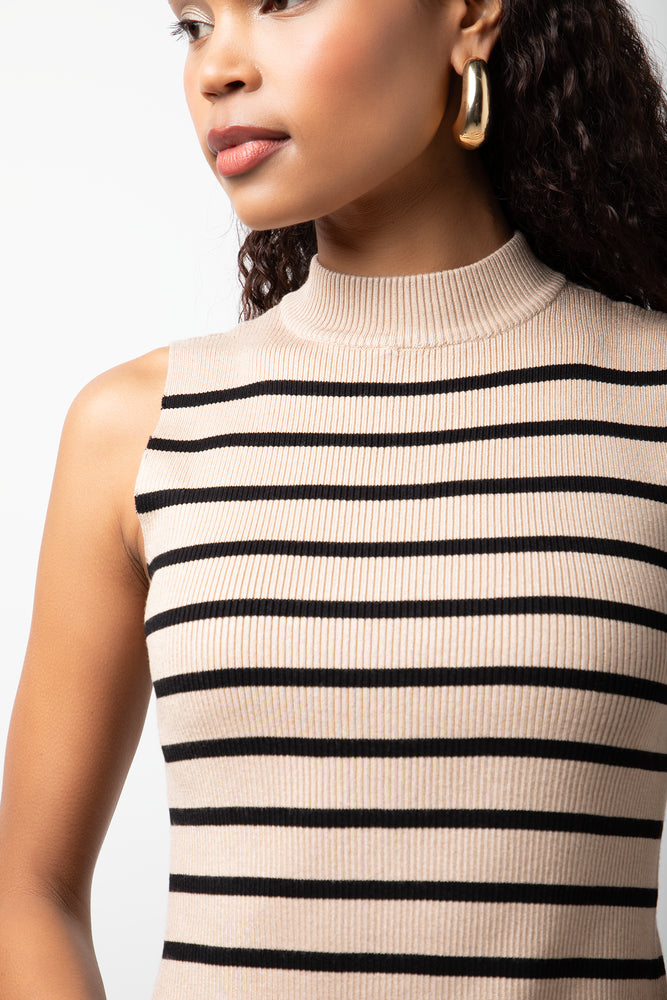 Stripe Sleeveless Vest Black And Natural (3)