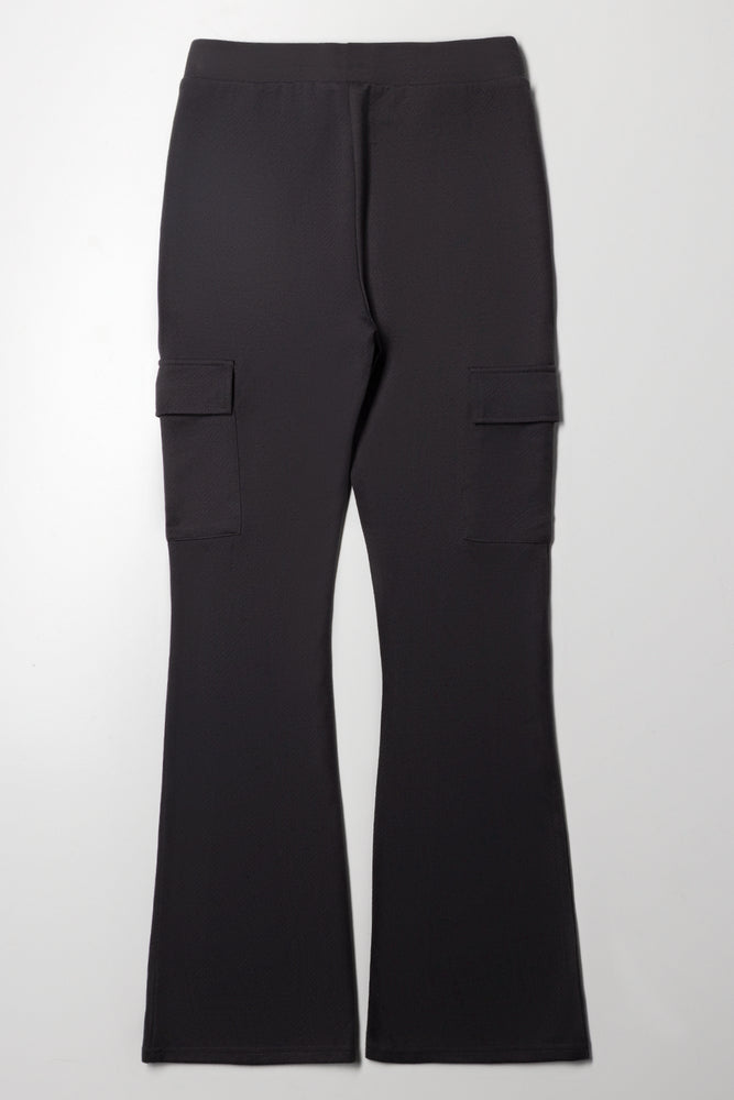 Cargo Flare Leggings Charcoal (2)