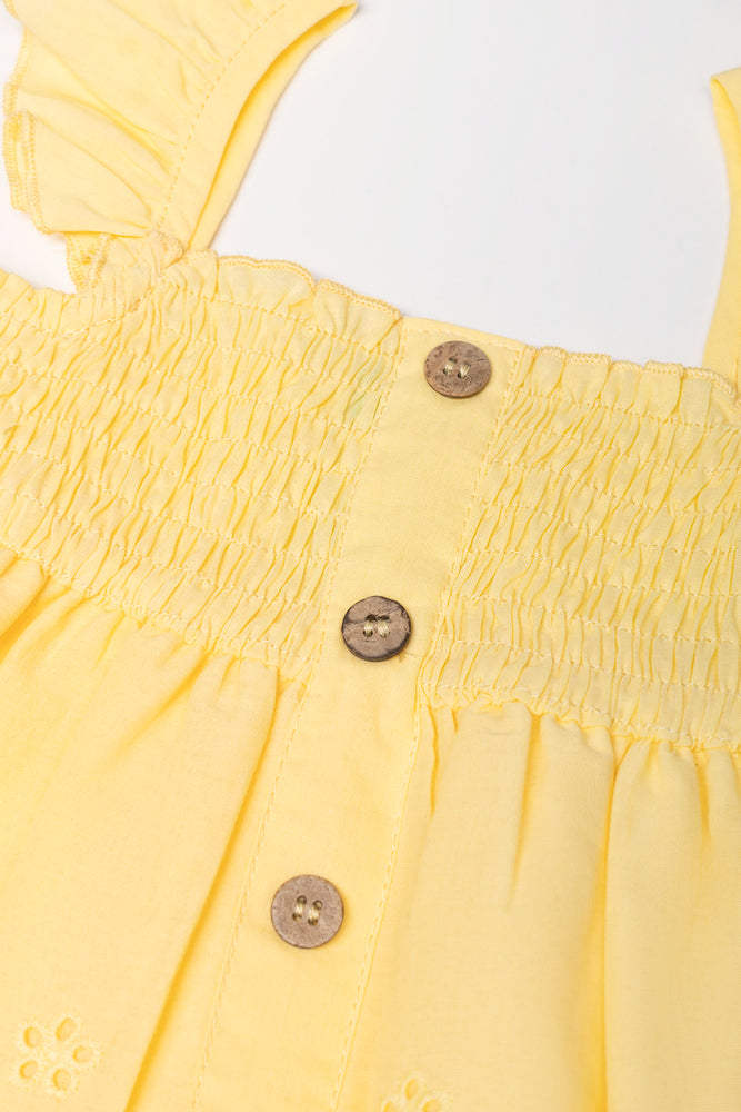 Anglaise Button Down Dress Yellow (1)