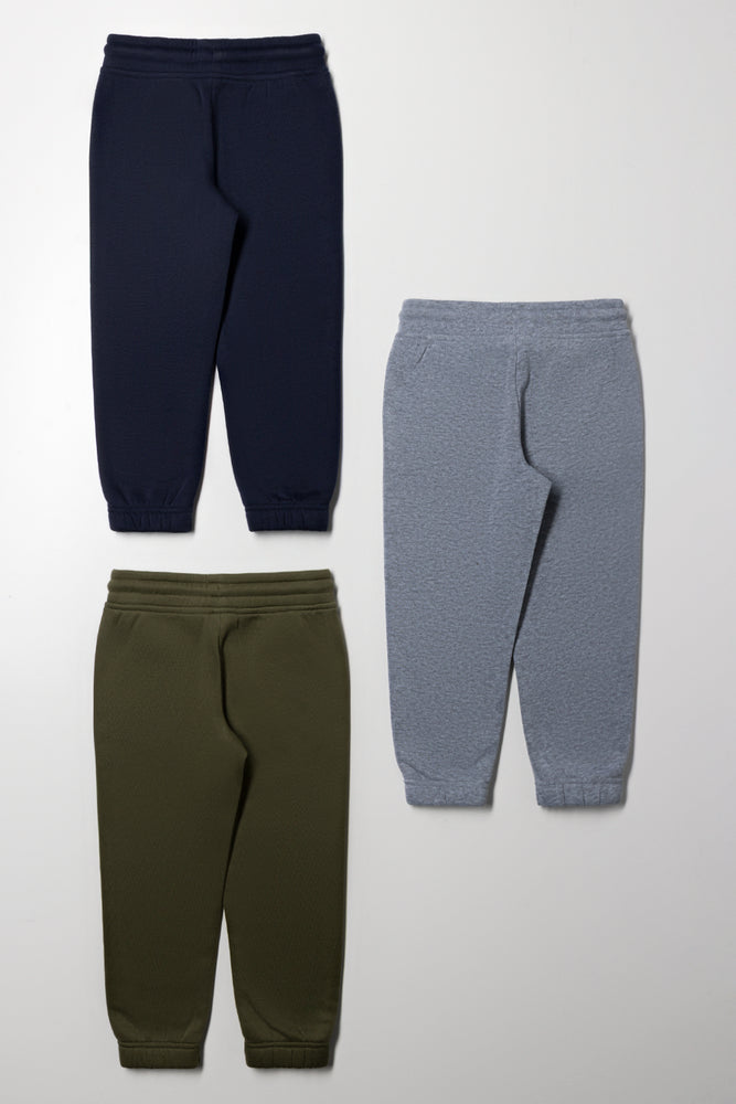3 Pack Trackpants Navy, Green And Grey (2)