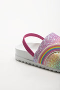 Rainbow Glitter Slides White (3)