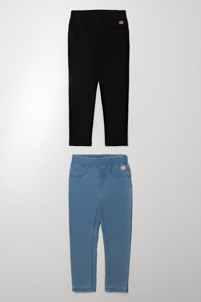 2 Pack Jeggings Black And Blue