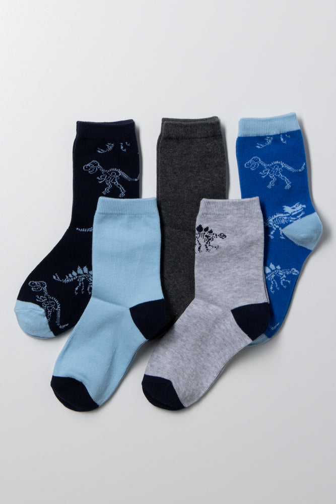5 Pack Dinosaur Socks Multi