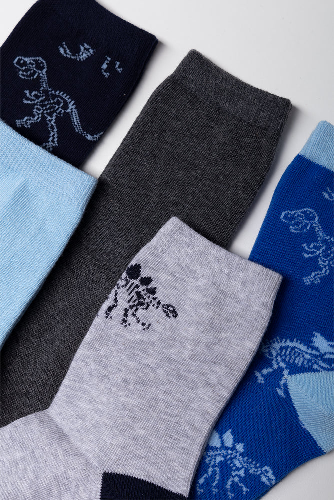 5 Pack Dinosaur Socks Multi