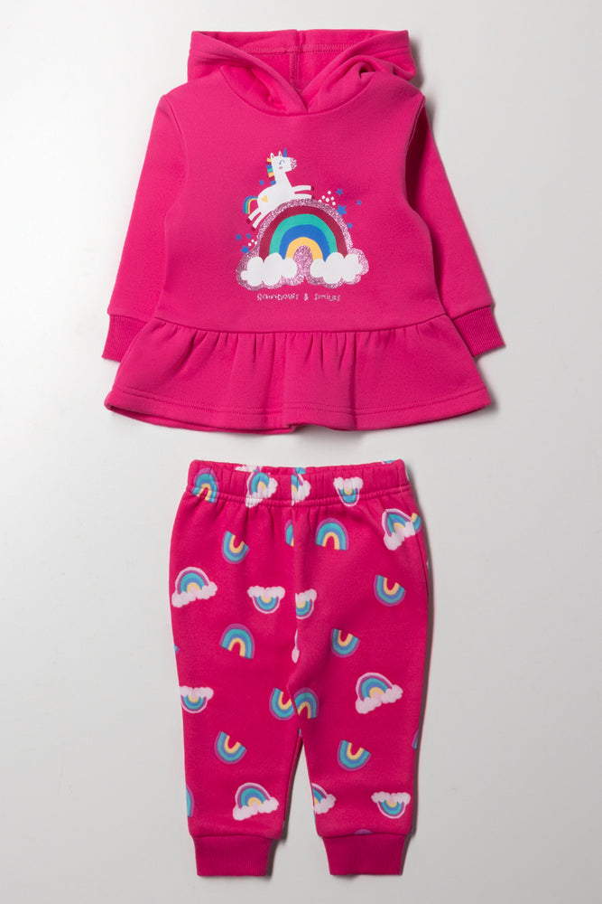 Hooded Peplum Tracksuit Pink
