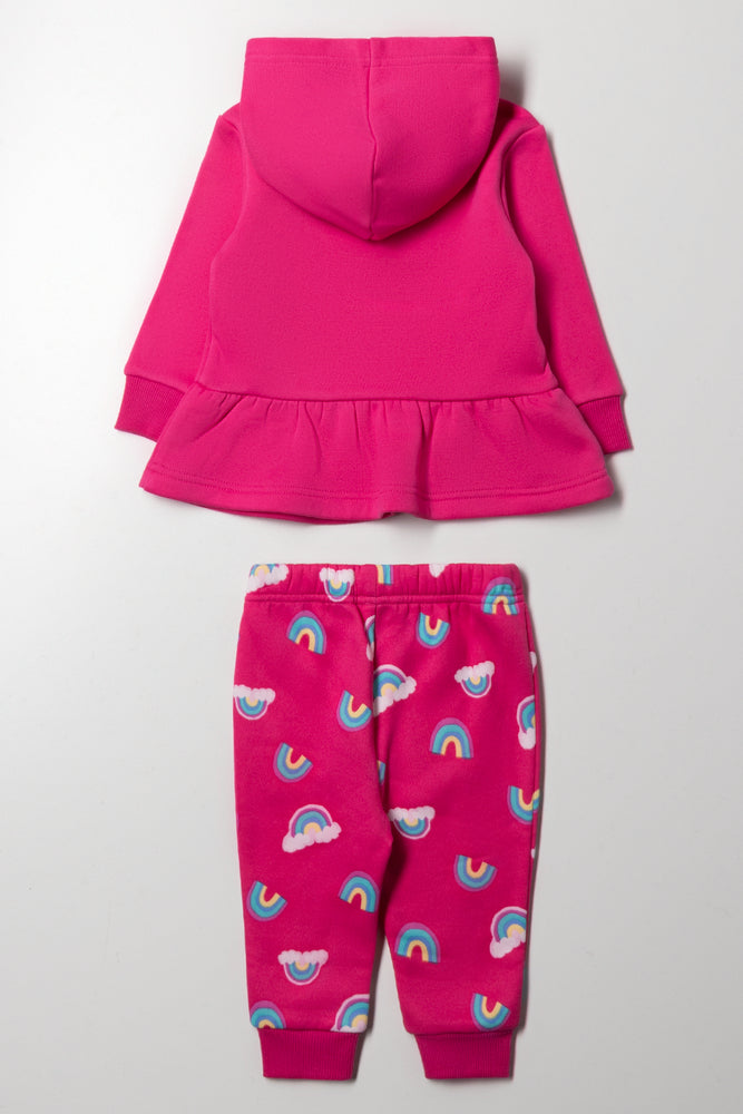 Hooded Peplum Tracksuit Pink (3)