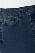 Flare Leg Denim Jean With Slit Dark Blue (1)