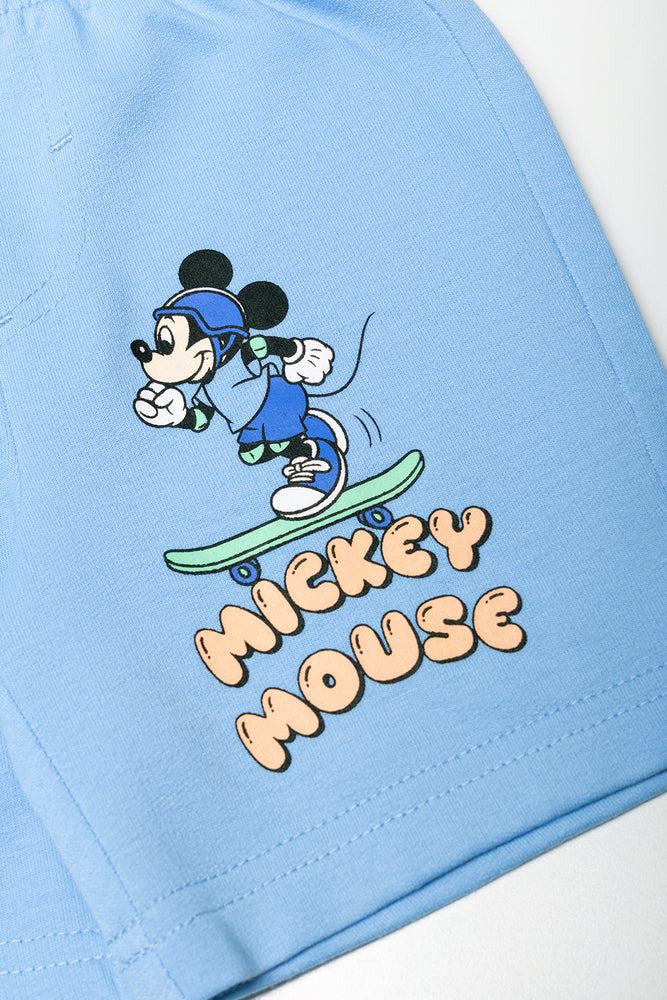 Mickey Mouse 2 Pack Knit Shorts Blue And Grey