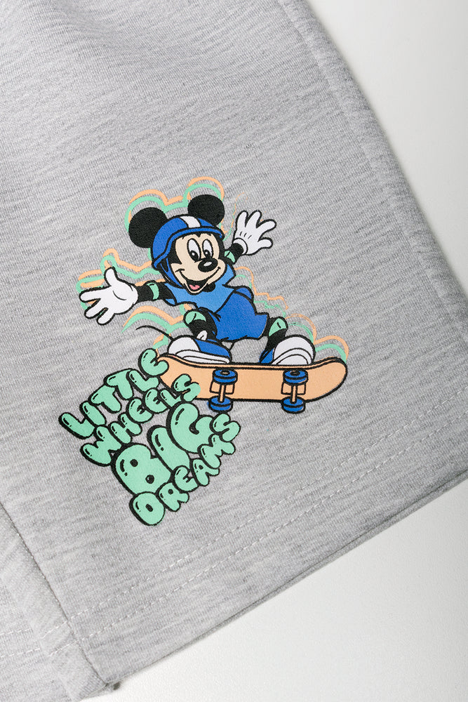 Mickey Mouse 2 Pack Knit Shorts Blue And Grey (2)
