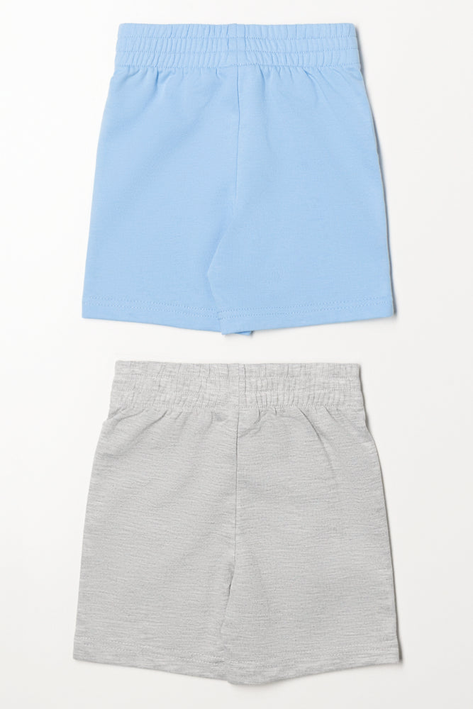 Mickey Mouse 2 Pack Knit Shorts Blue And Grey (3)