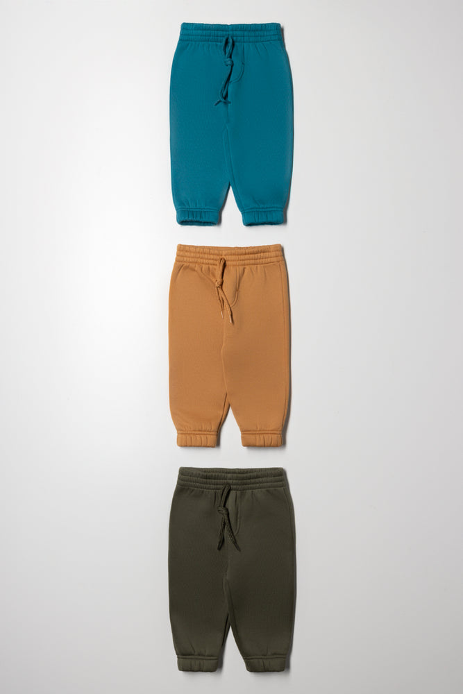 3 Pack Trackpants Brown, Green And Natural
