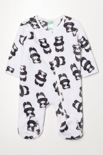 Panda Print Babygrow White