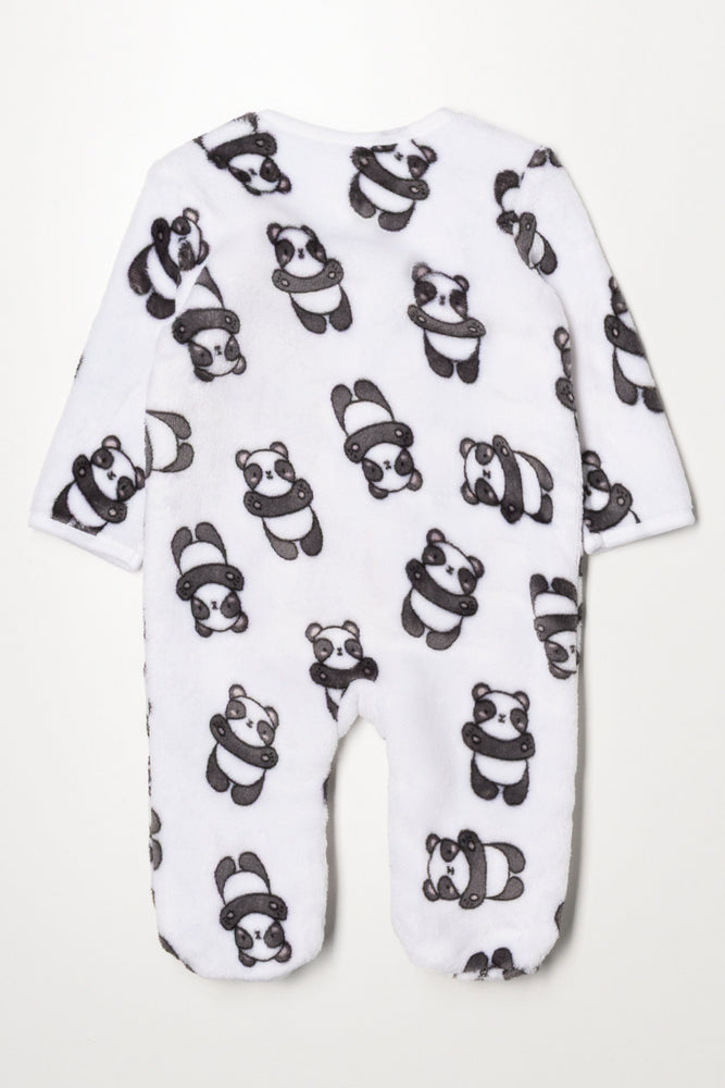 Panda Print Babygrow White (2)