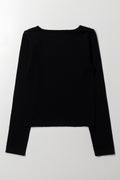 Long Sleeve Corset Style Top Black (2)