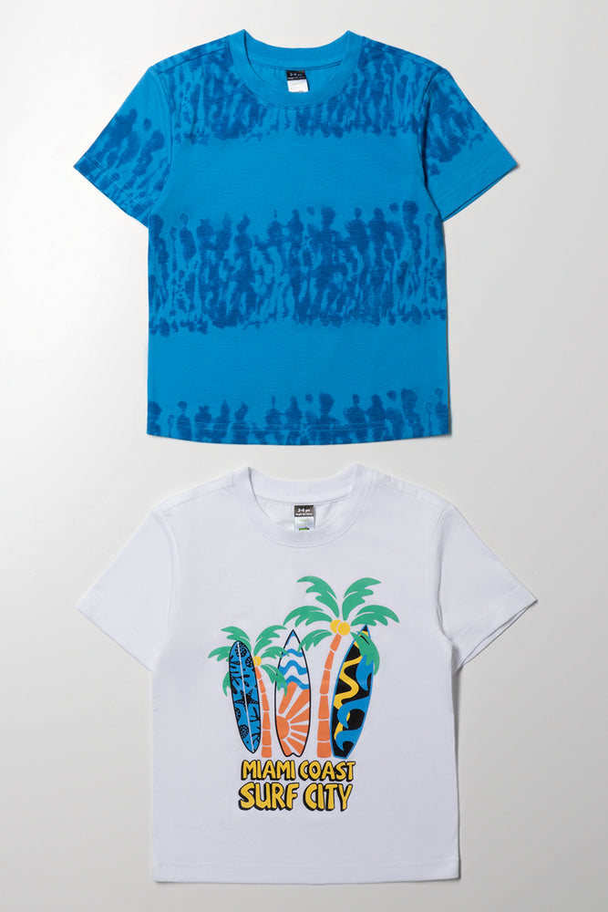 2 Pack Palms T-Shirts White And Blue