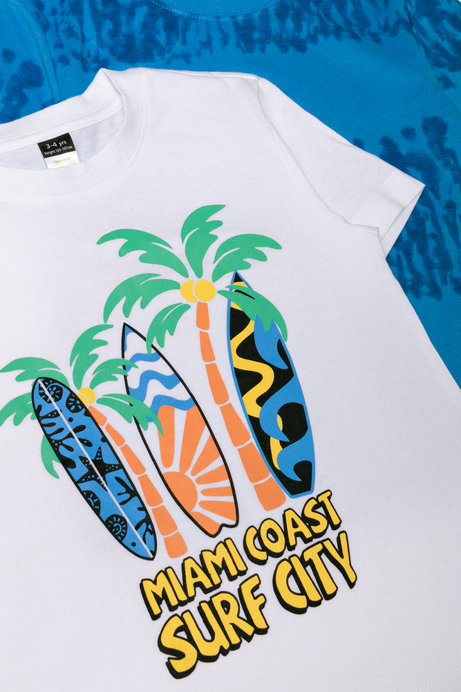 2 Pack Palms T-Shirts White And Blue
