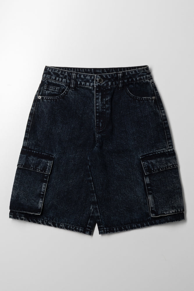 Cargo Denim Jorts Dark Grey