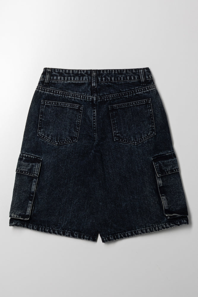 Cargo Denim Jorts Dark Grey (2)