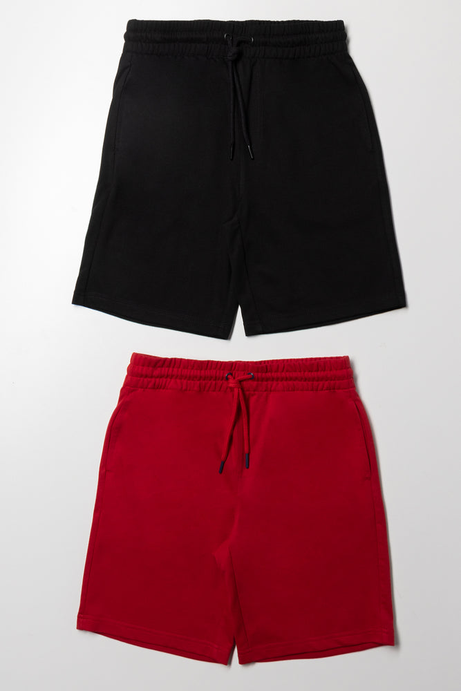 2 Pack Knit Shorts Black & Red