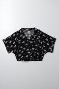 Palm Print Top With Knot Black