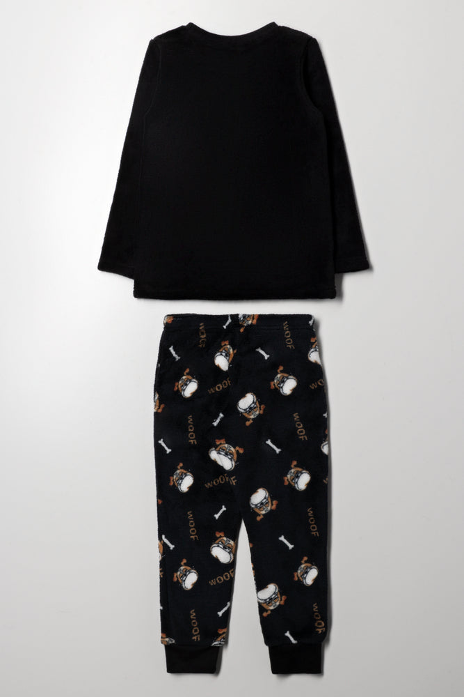 Bulldog Long Sleeve Fleece Pyjama Set Black (3)