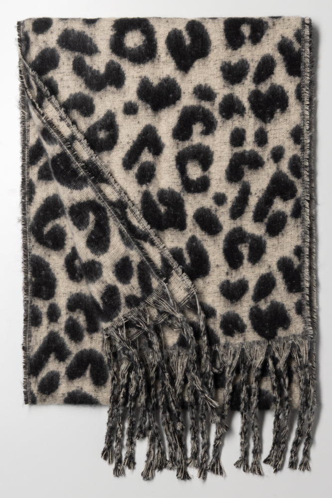 Leopard Print Blanket Scarf Brown