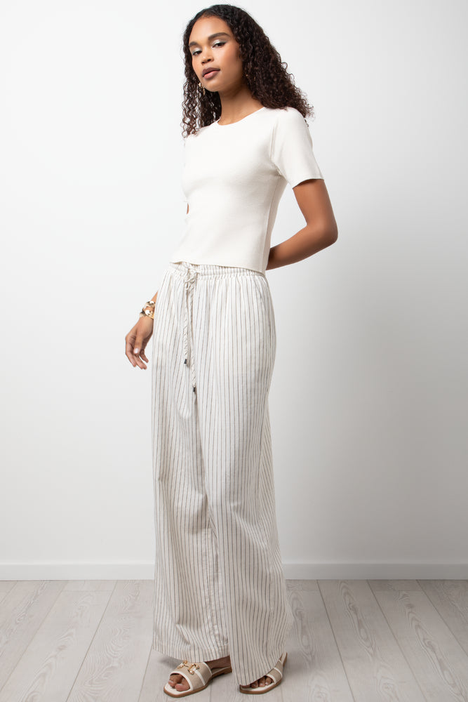 Short Sleeve Crew Neck Top Natural