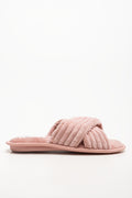 Rib Open Toe Slippers Pink (1)