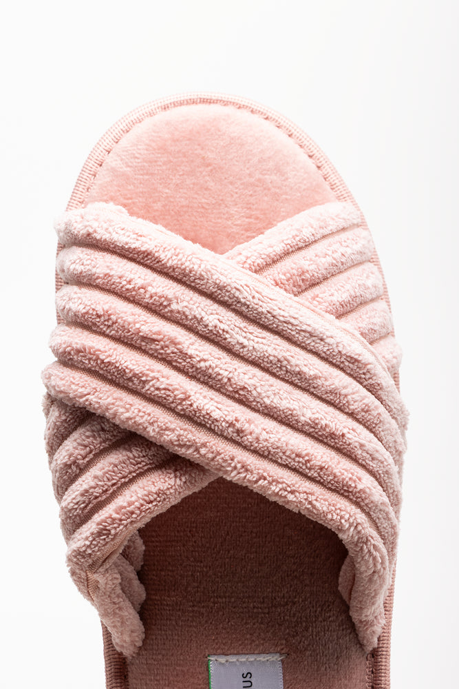Rib Open Toe Slippers Pink (4)