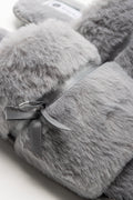 Satin Bow Open Toe Slippers Grey (2)