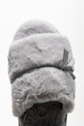 Satin Bow Open Toe Slippers Grey (4)