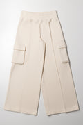 Wide Leg Cargo Trackpants Natural