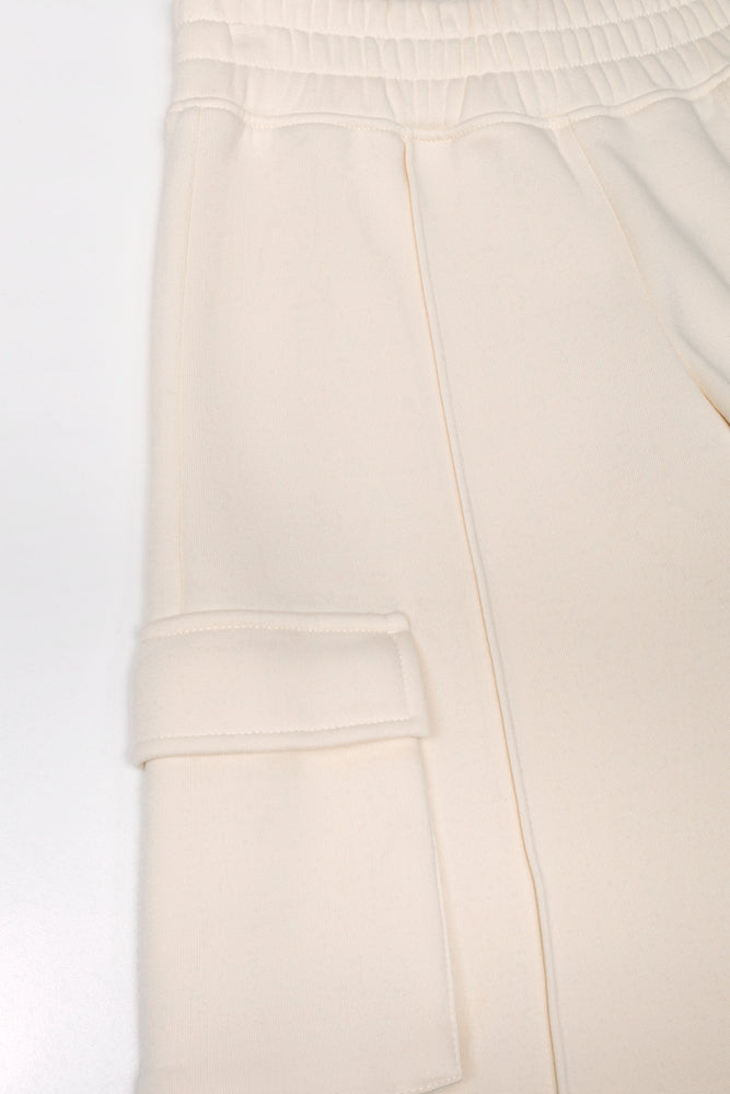 Wide Leg Cargo Trackpants Natural (1)