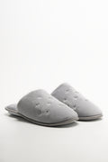 Star Trim Closed Toe Slippers Grey