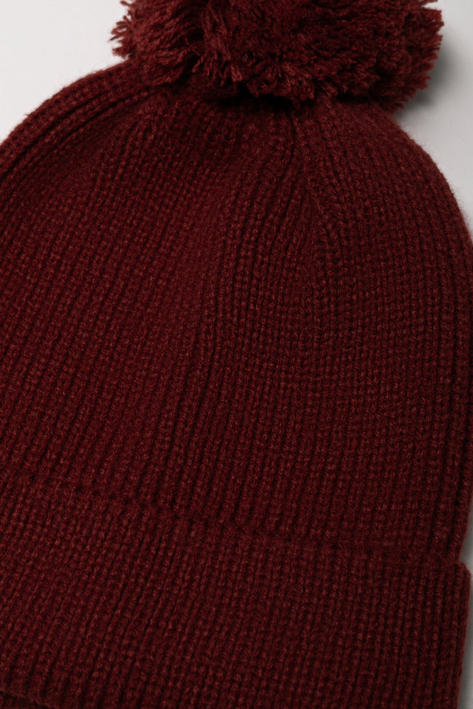 Pom Pom Beanie Burgundy