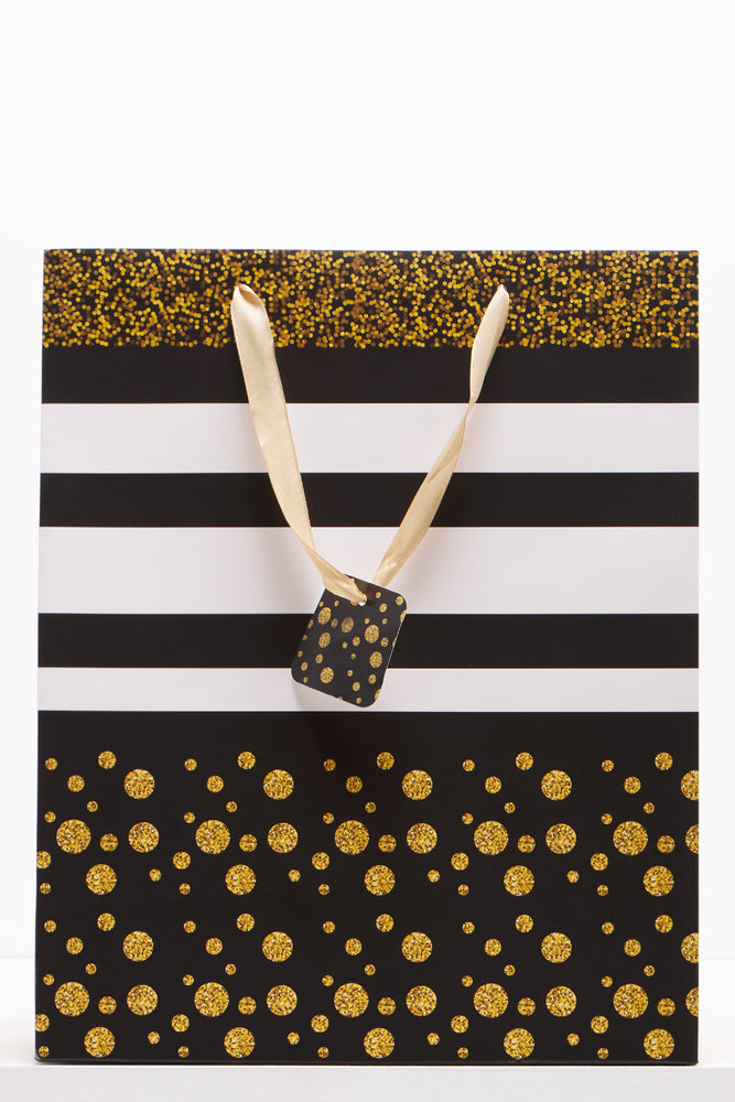 Stripe Gift Bag Large Black