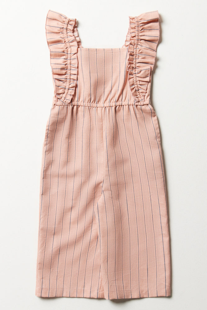 Stripe Frill Jumpsuit Dusty Pink