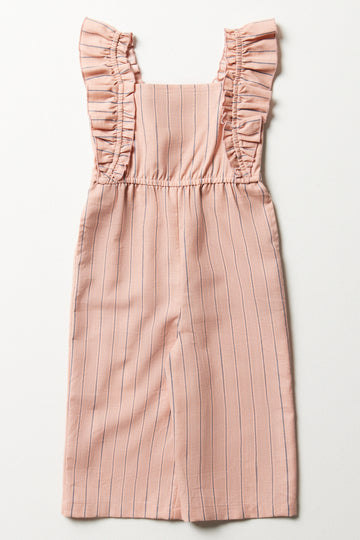 Stripe Frill Jumpsuit Dusty Pink
