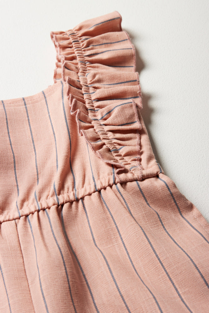 Stripe Frill Jumpsuit Dusty Pink (1)